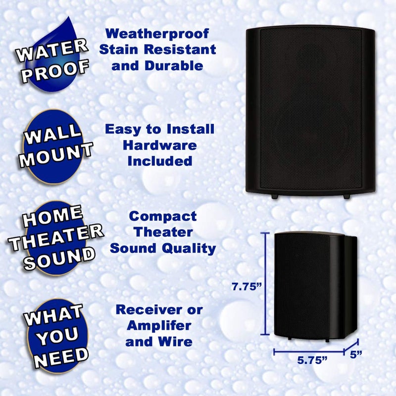 Theater Solutions مكبرات صوت داخلية أو خارجية من ثيتر سوليوشنز TS425ODB مقاومة للعوامل الجوية قابلة للتثبيت باللون الأسود (زوج)  - Image 2